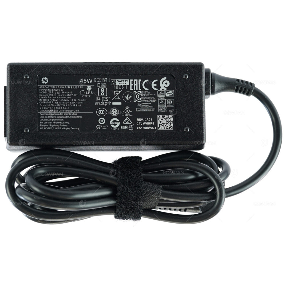 741727-001 HP 45W 19.5V 2.31A  NPFC SMART RC 4.5MM NSLIM AC/DC ADAPTER L25296-001, TPN-LA15
